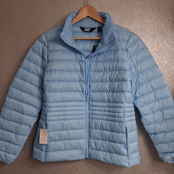 NWT Lands End Bermuda Blue Hyper Dry Down Jacket Size M - Picture 10 of 11